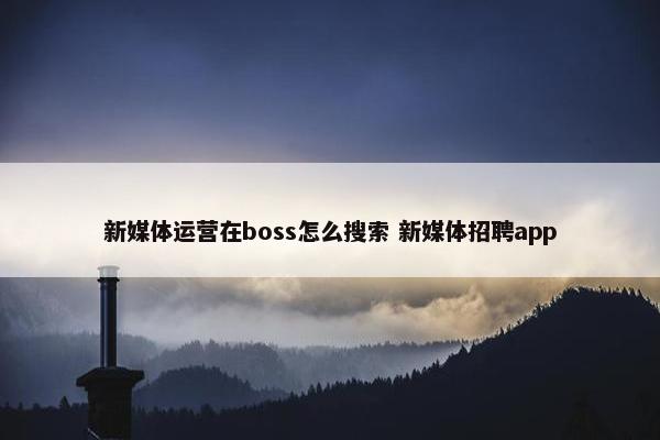 新媒体运营在boss怎么搜索 新媒体招聘app