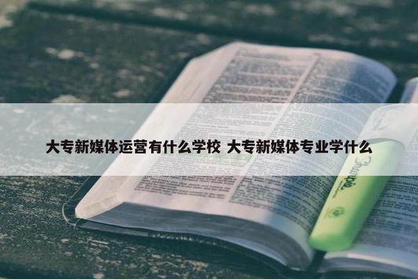 大专新媒体运营有什么学校 大专新媒体专业学什么