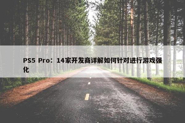 PS5 Pro：14家开发商详解如何针对进行游戏强化