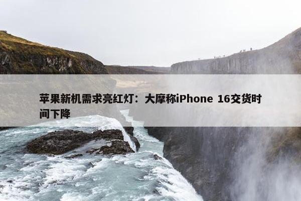 苹果新机需求亮红灯：大摩称iPhone 16交货时间下降