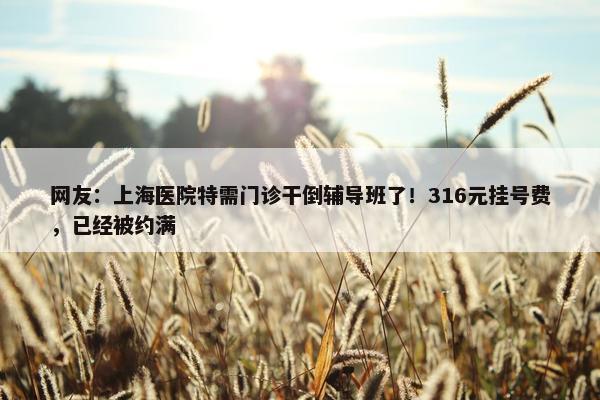 网友：上海医院特需门诊干倒辅导班了！316元挂号费，已经被约满