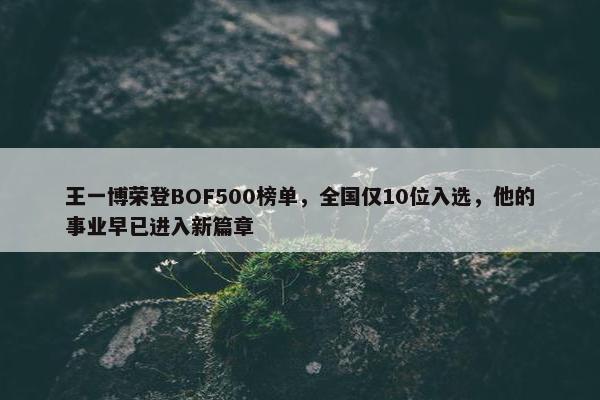 王一博荣登BOF500榜单，全国仅10位入选，他的事业早已进入新篇章