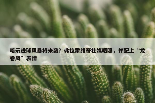 暗示进球风暴将来袭？弗拉霍维奇社媒晒照，并配上“龙卷风”表情