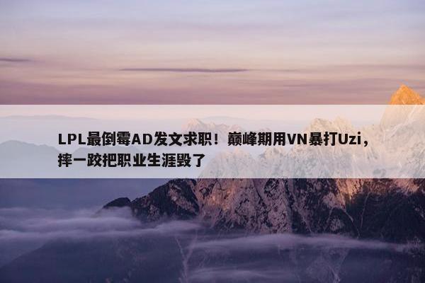 LPL最倒霉AD发文求职！巅峰期用VN暴打Uzi，摔一跤把职业生涯毁了