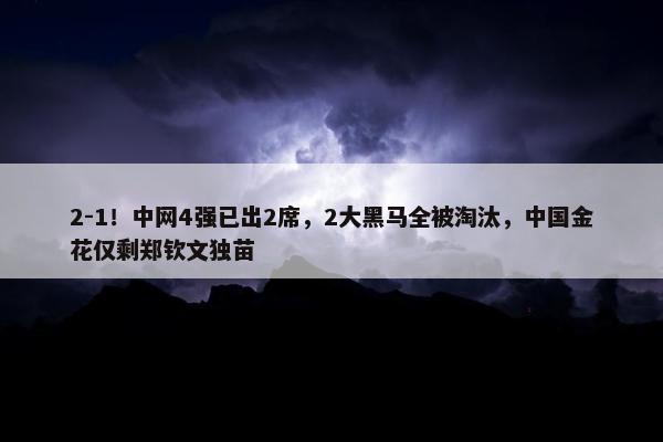 2-1！中网4强已出2席，2大黑马全被淘汰，中国金花仅剩郑钦文独苗