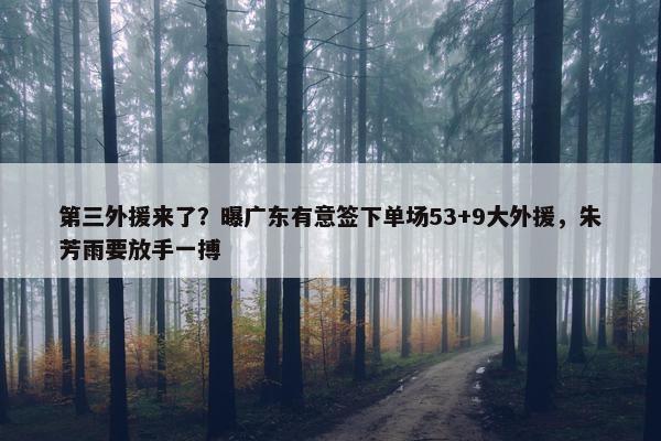 第三外援来了？曝广东有意签下单场53+9大外援，朱芳雨要放手一搏