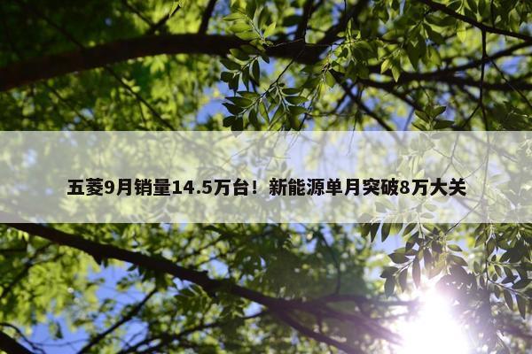 五菱9月销量14.5万台！新能源单月突破8万大关