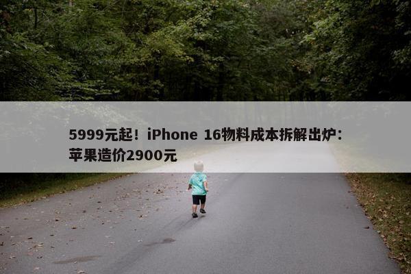 5999元起！iPhone 16物料成本拆解出炉：苹果造价2900元