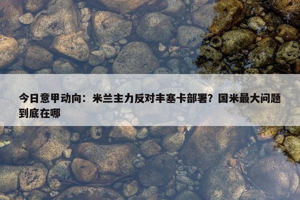 今日意甲动向：米兰主力反对丰塞卡部署？国米最大问题到底在哪