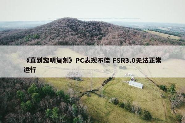 《直到黎明复刻》PC表现不佳 FSR3.0无法正常运行