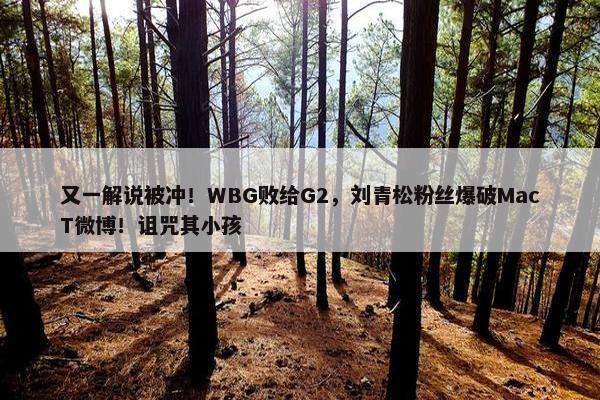 又一解说被冲！WBG败给G2，刘青松粉丝爆破MacT微博！诅咒其小孩