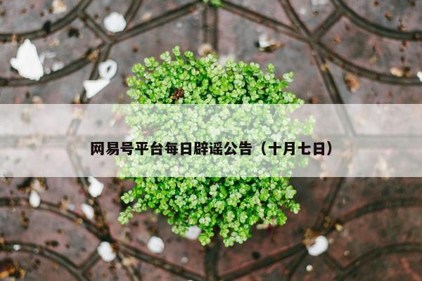 网易号平台每日辟谣公告（十月七日）