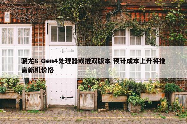 骁龙8 Gen4处理器或推双版本 预计成本上升将推高新机价格