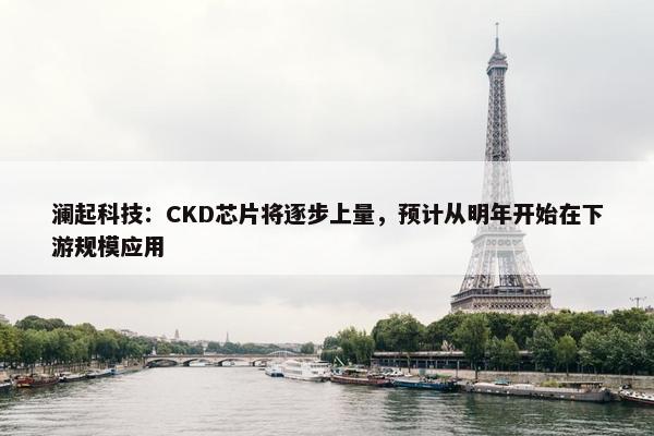 澜起科技：CKD芯片将逐步上量，预计从明年开始在下游规模应用