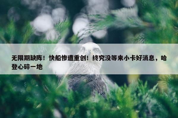 无限期缺阵！快船惨遭重创！终究没等来小卡好消息，哈登心碎一地