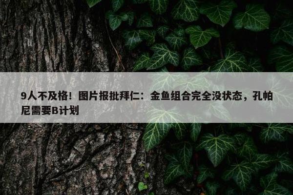 9人不及格！图片报批拜仁：金鱼组合完全没状态，孔帕尼需要B计划