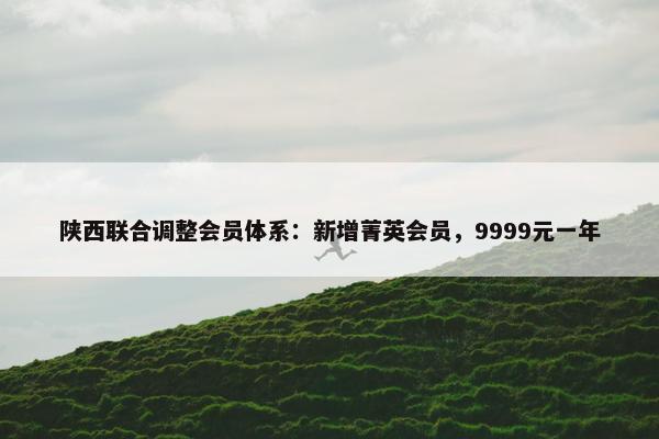 陕西联合调整会员体系：新增菁英会员，9999元一年