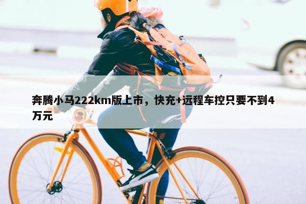 奔腾小马222km版上市，快充+远程车控只要不到4万元