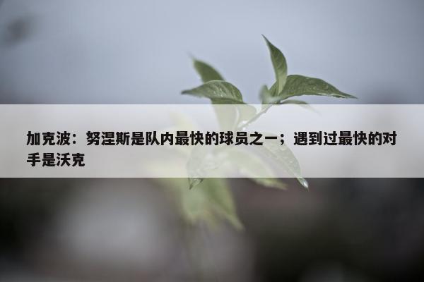 加克波：努涅斯是队内最快的球员之一；遇到过最快的对手是沃克